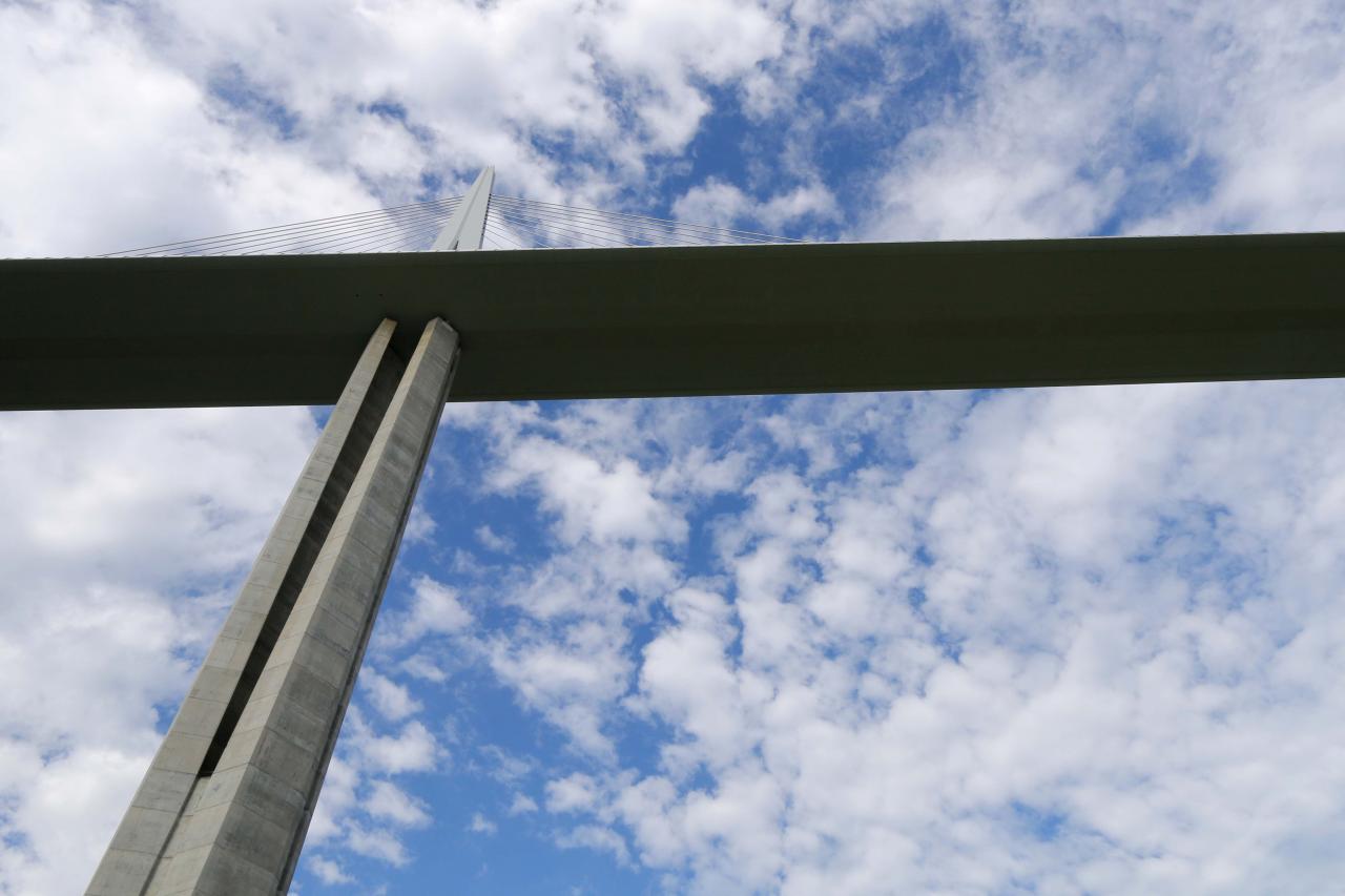 Un tablier, 7 pylônes d'acier et 85000 m3 de béton armé ...