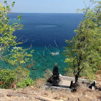 Vue sur Amed avec le Gunung Agung en arrière plan