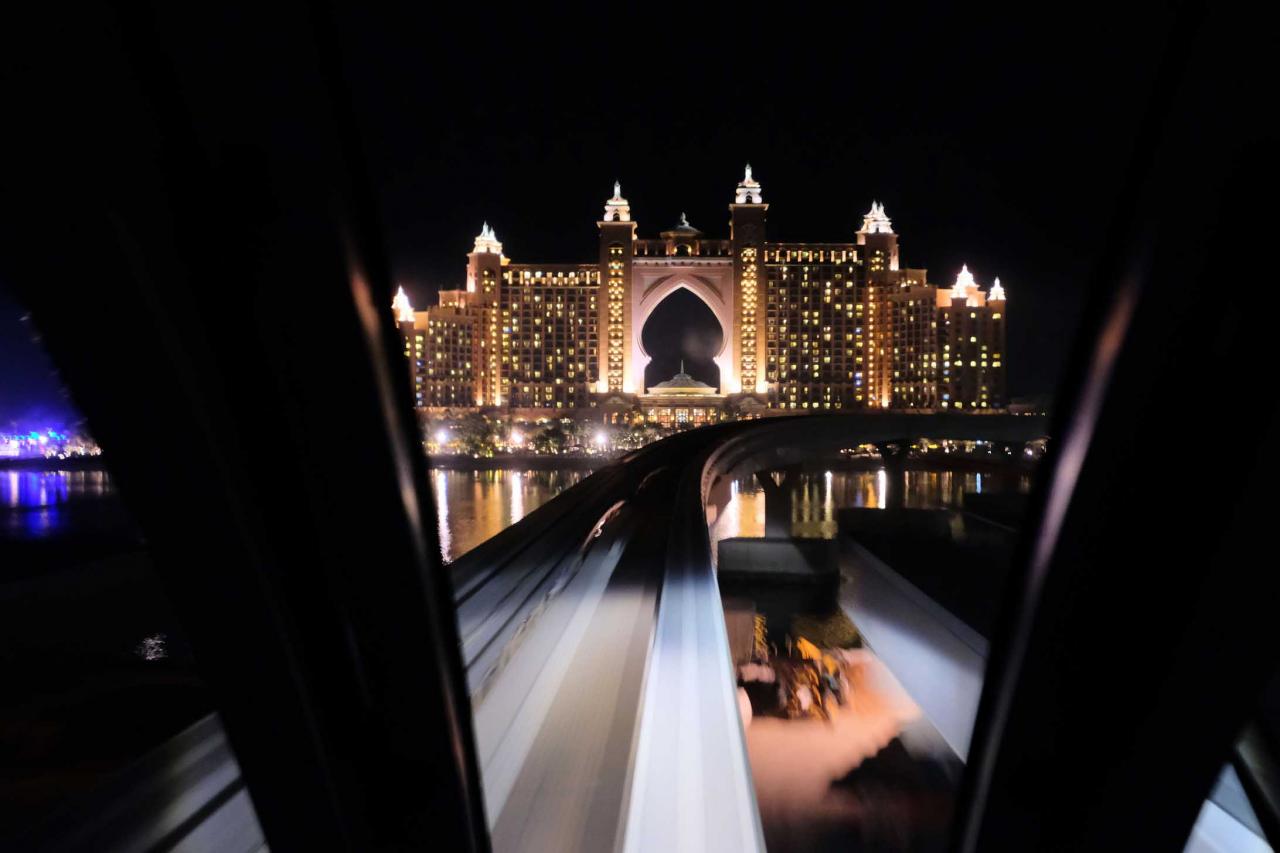 et très belle vue à l'arrivée sur l'hôtel Atlantis