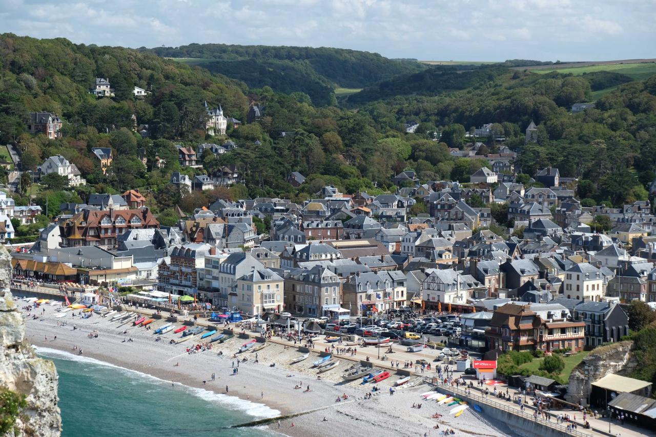 vue sur la petite ville d'Etretat