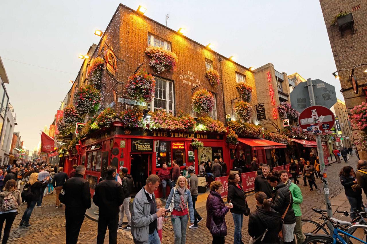 Temple Bar, quartier très festif le soir et la nuit ...