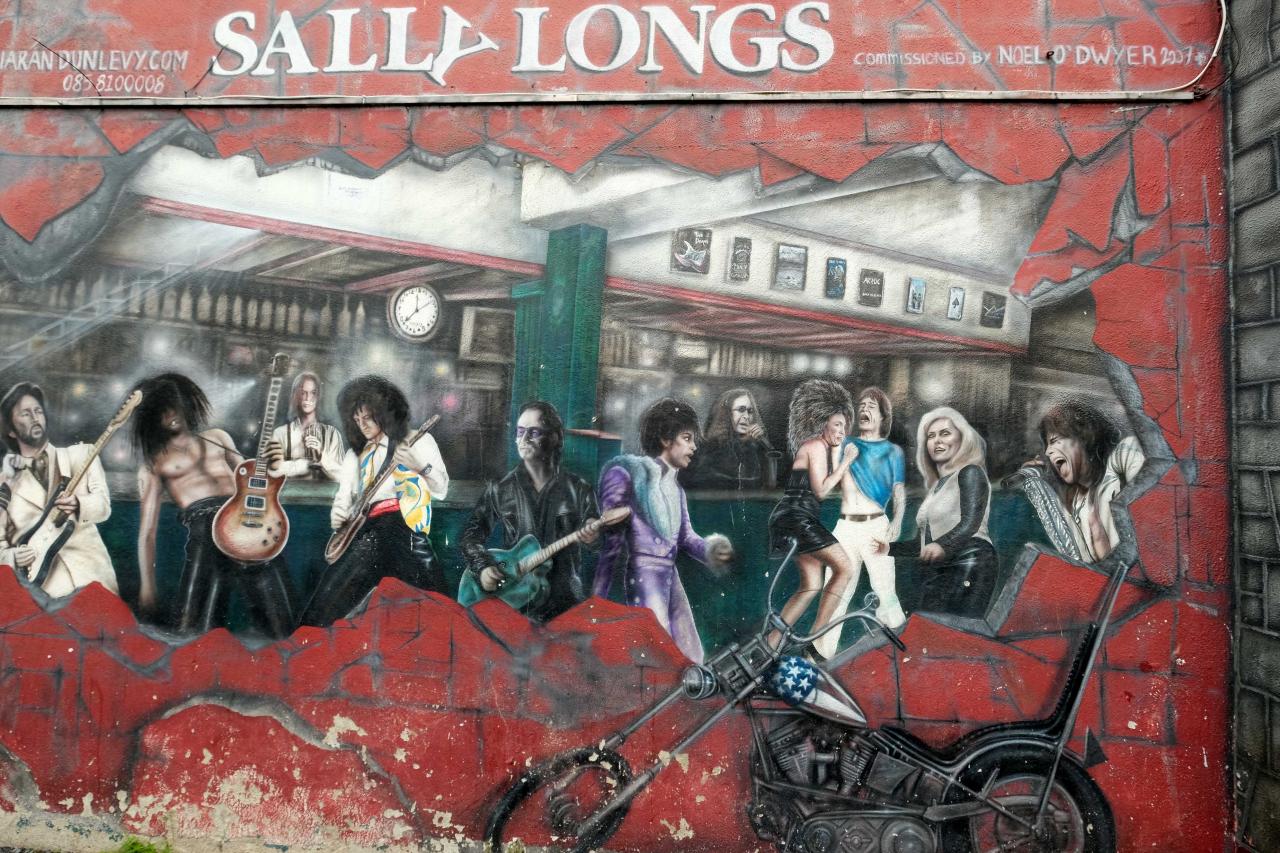 la fresque murale représentant des chanteurs de rock et pop-rock ...