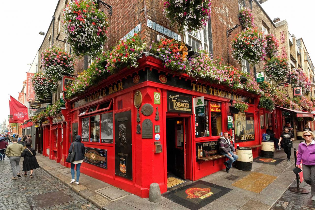 Temple Bar, quartier très festif le soir et la nuit ...