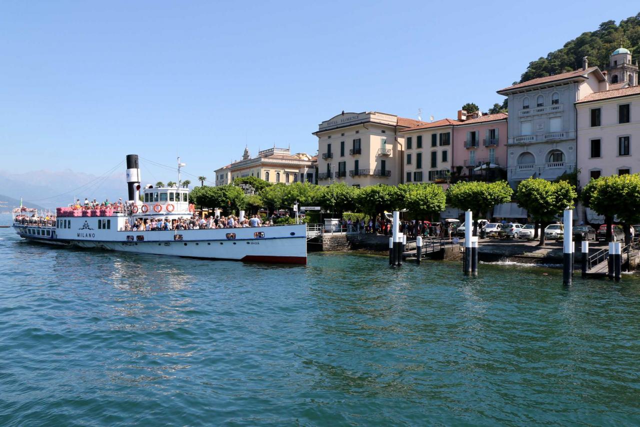 Le Milano, bateau à vapeur, à quai à Bellagio