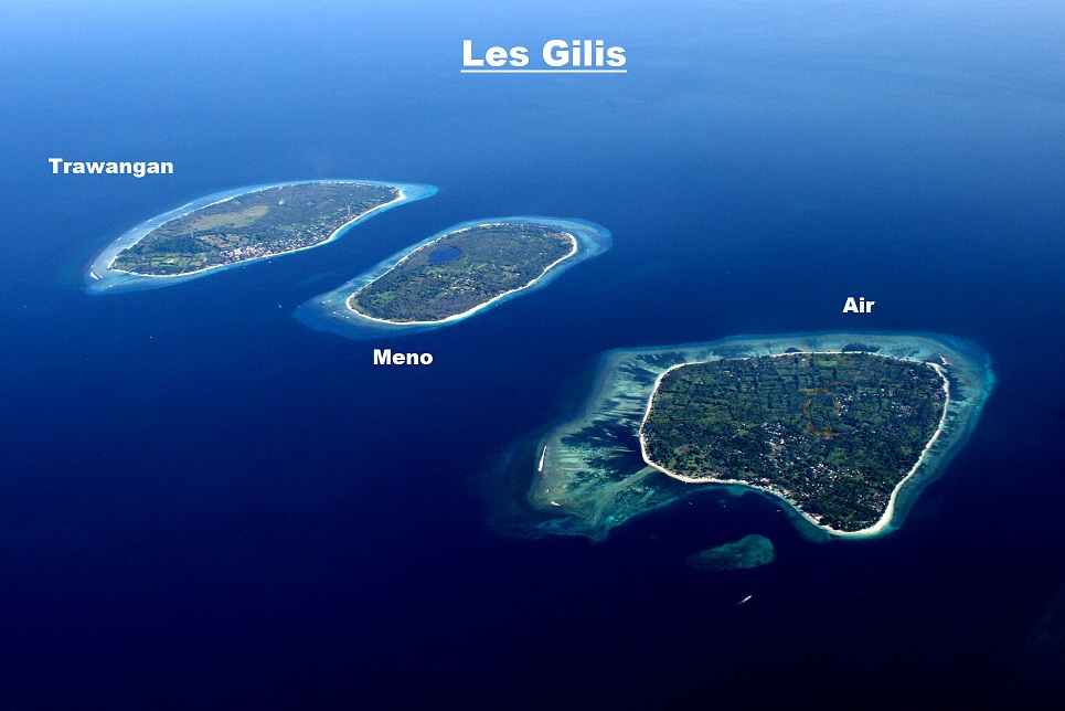 Les îles Gilis vues de haut ! plus proches de Lombok