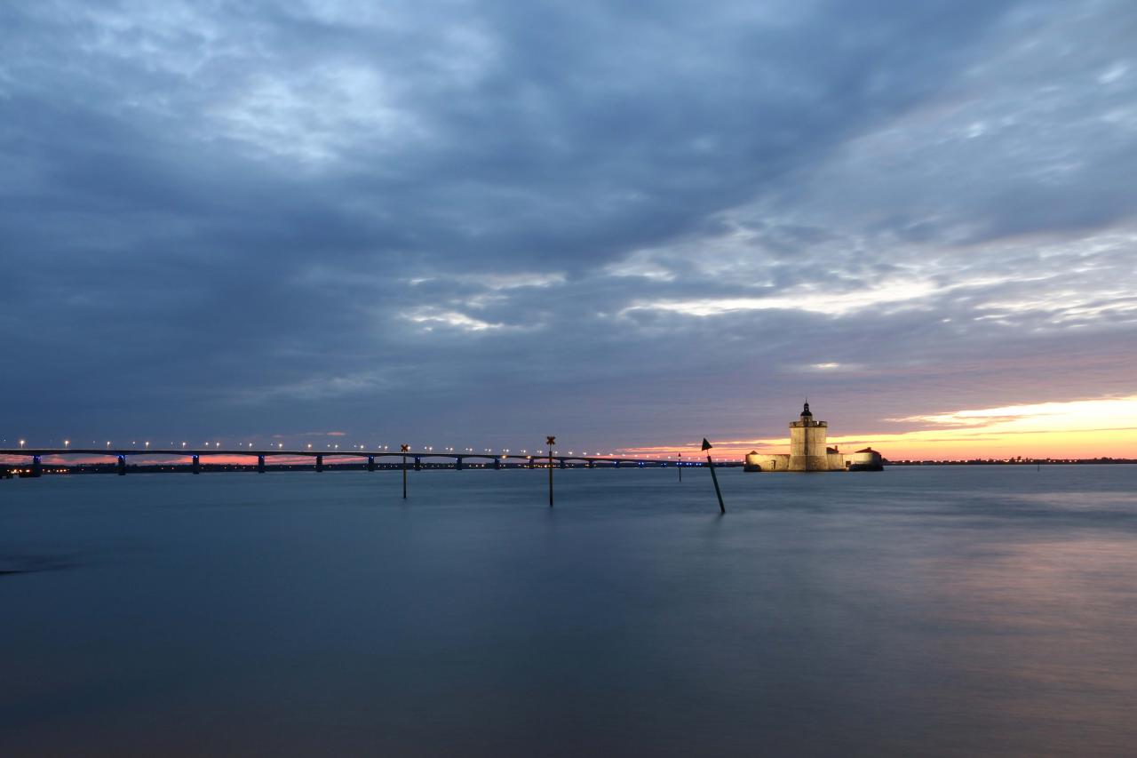 Coucher de soleil sur le Pont d'Oléron de 20h à 21h40