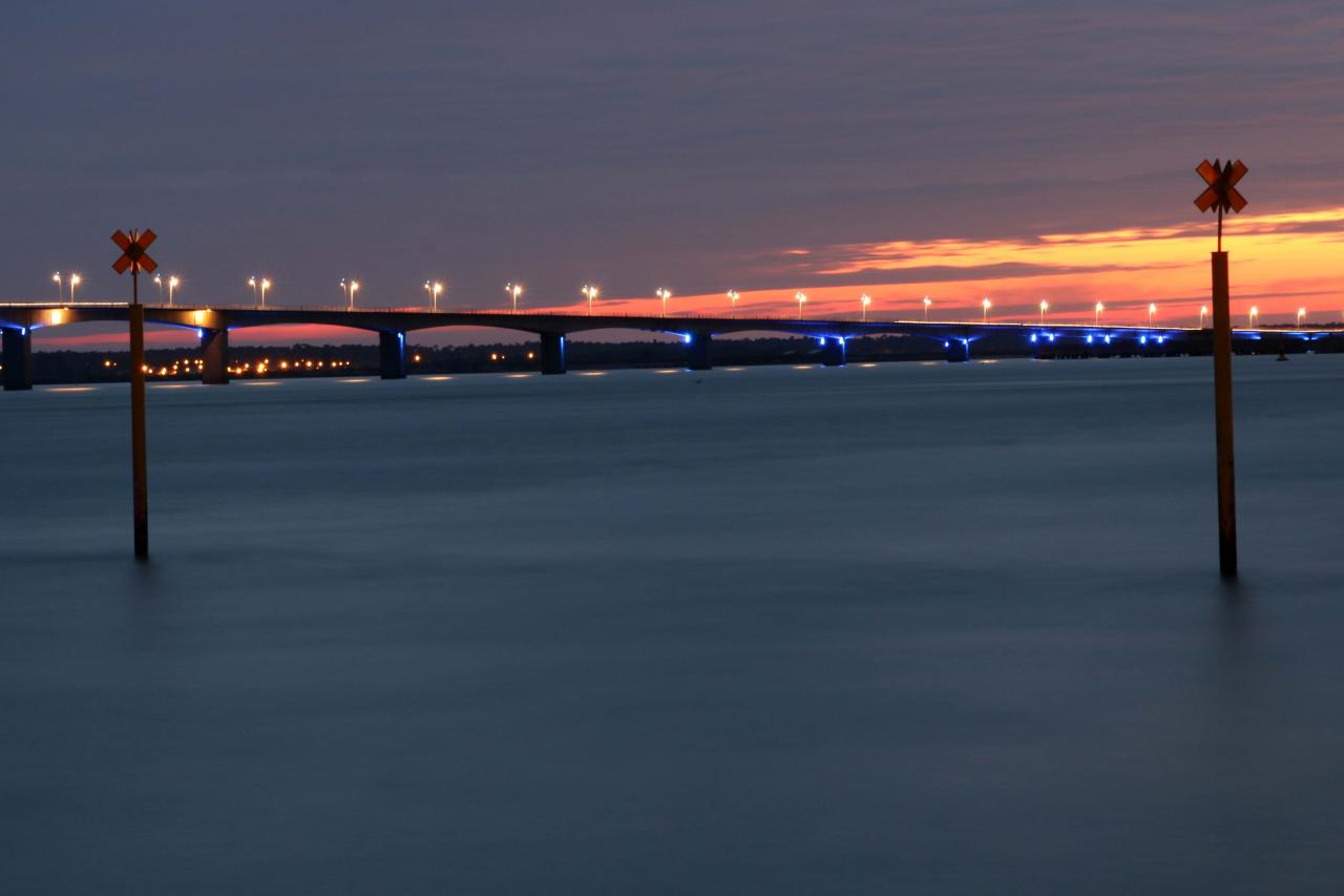 Coucher de soleil sur le Pont d'Oléron de 20h à 21h40