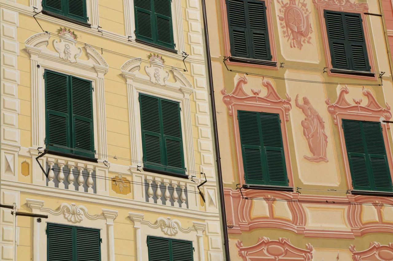 Les façades colorées et peintes en trompe l'oeil de Ste Margherita