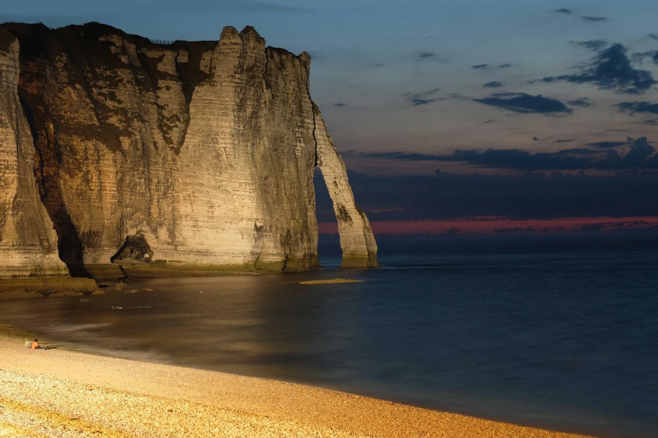 spots du soir sur la falaise d'Aval