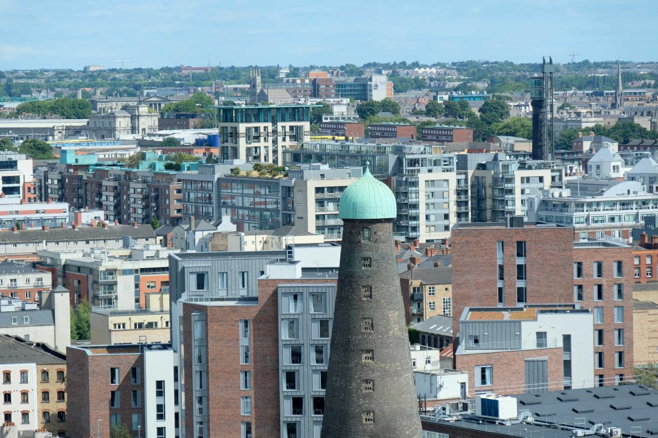 terrasse ronde et vitrifiée, surplombant Dublin sur 360 degrés !